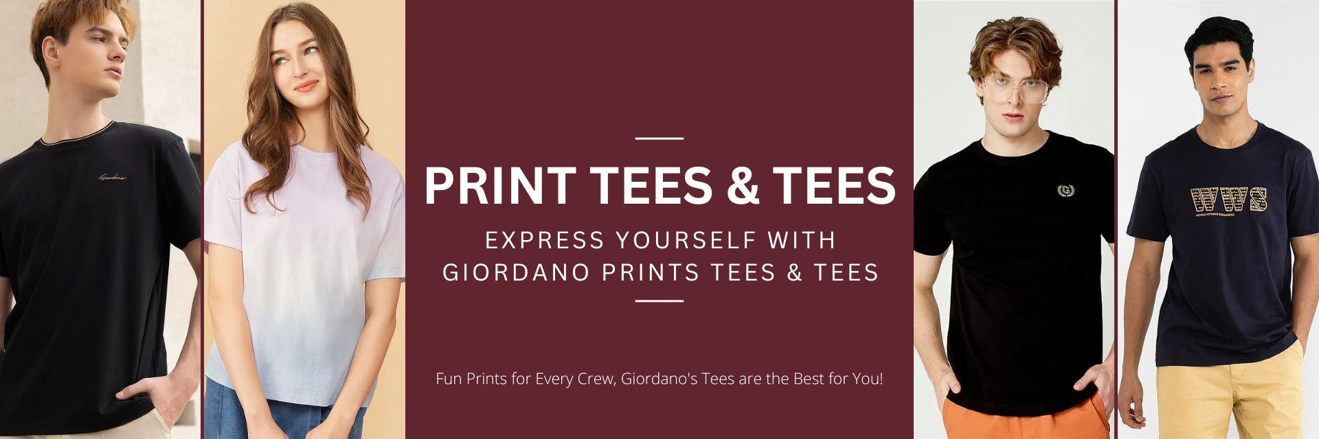 Giordano Tees & Print Tees on Sale - Get 50% off on all the items.