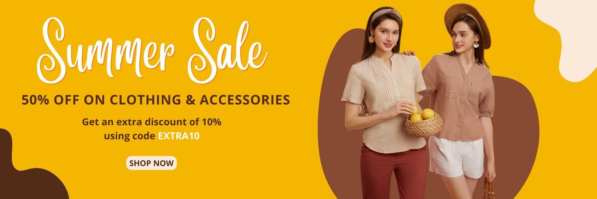 Everything on Sale! 50% + 10% Extra Off on Clothing & Accessories