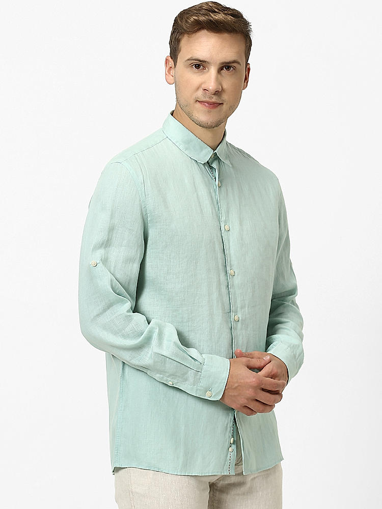 Buy 100 Linen Mint Green Shirt for Men Online at Celio