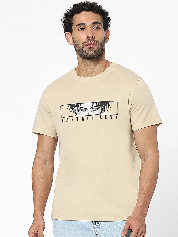 Buy Beige Attack on The Titans Print Tshirt for Men Online at Celio