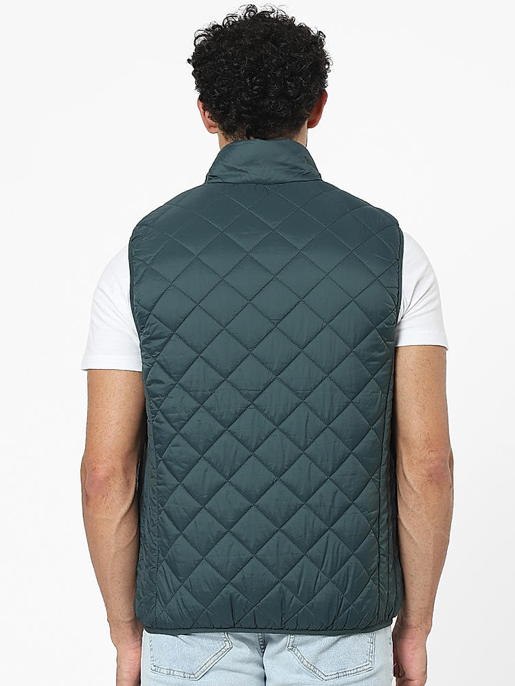 mens quilted vest green