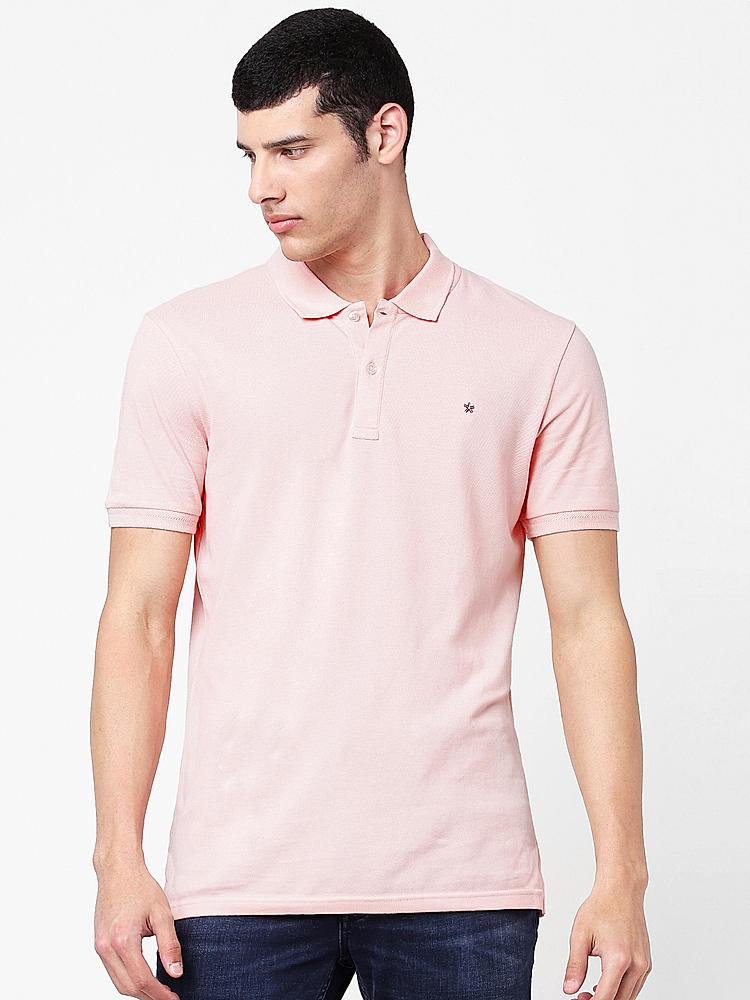 Buy Pink Solid Polo T-Shirt for Men Online at Celio