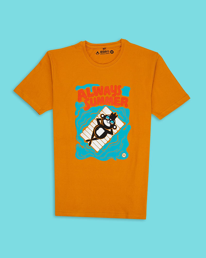 Always Summer Floating Monkey Illustration T-Shirt - Yellow