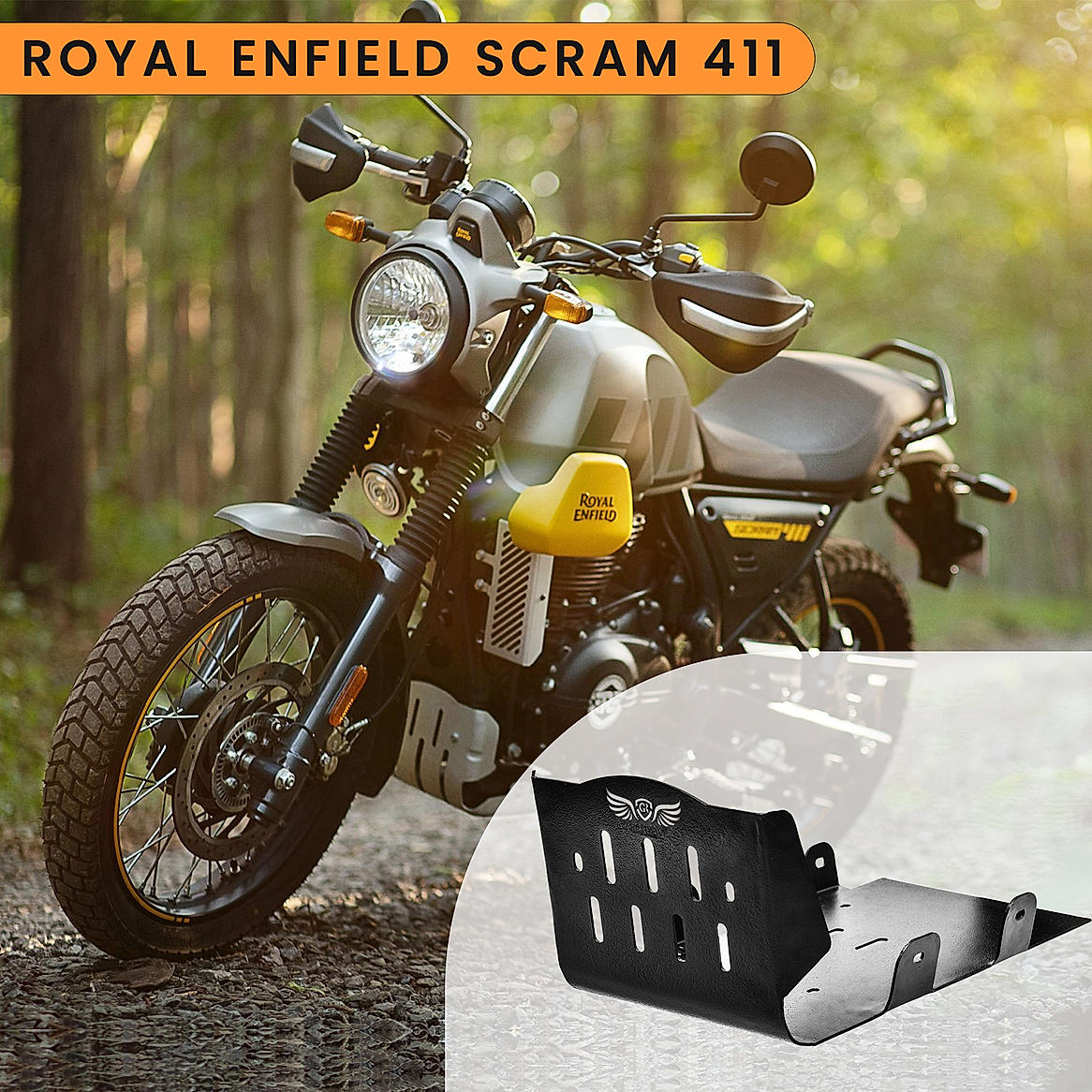 ALUMINIUM SUMPGUARD - Black for Royal Enfield - SCRAM 411