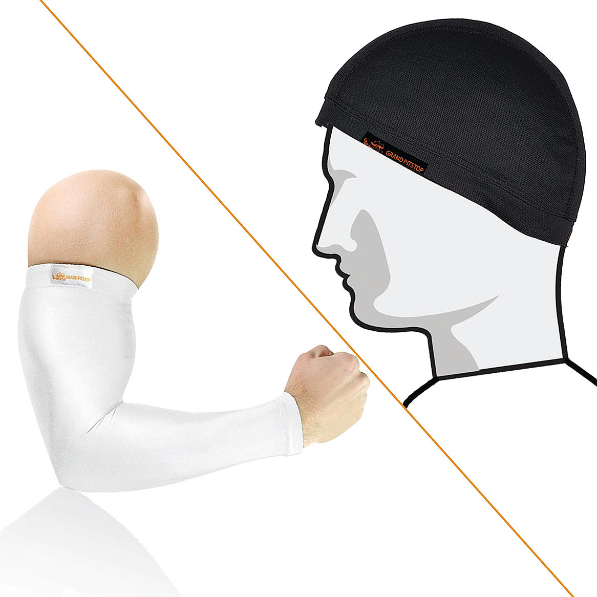 Arm Sleeve and Skull Cap Combo, White + Black