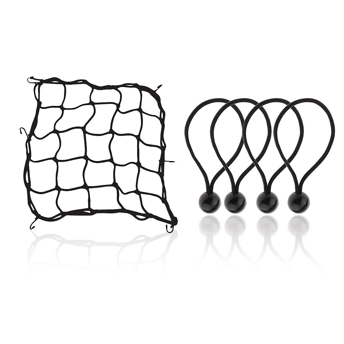 Cargo Net (38X38Cm) With Bungee Balls (8Inch) - 4Pcs- Black