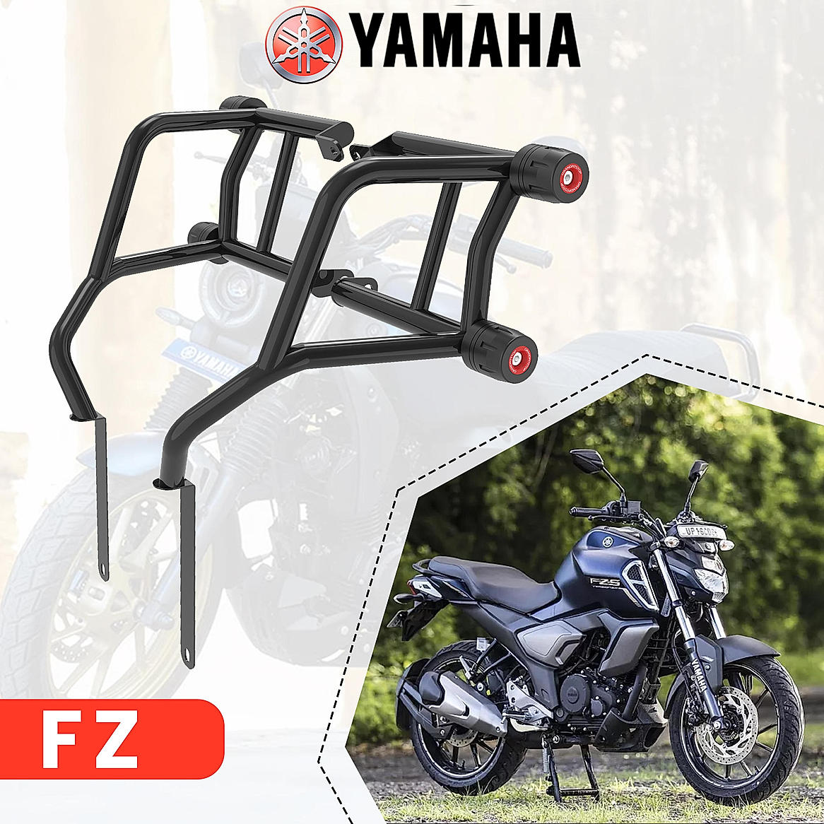 CRASH GUARD PAIR for Yamaha FZ Black