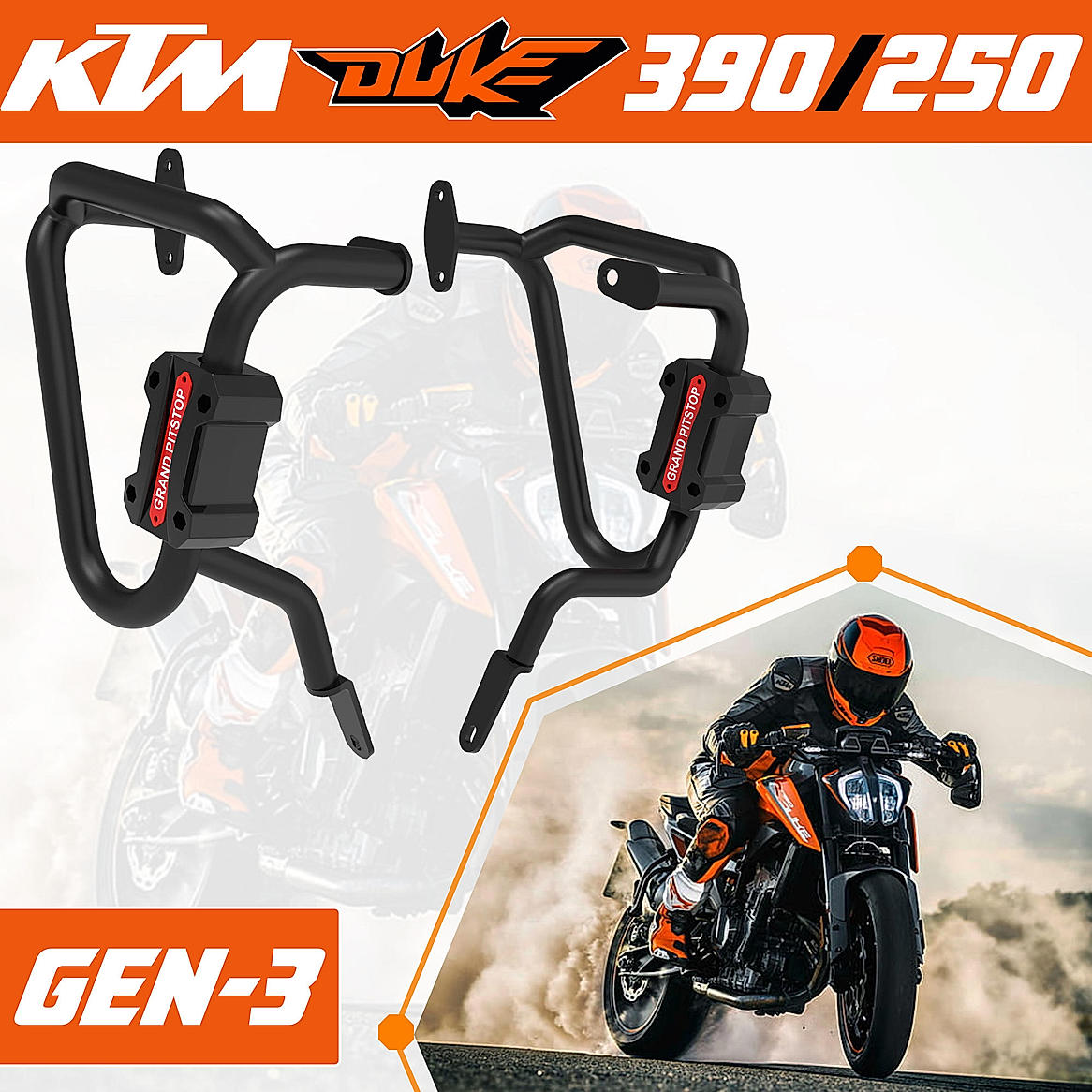 CRASH GUARD (PAIR) for KTM DUKE 390/250 Gen 3 - Black