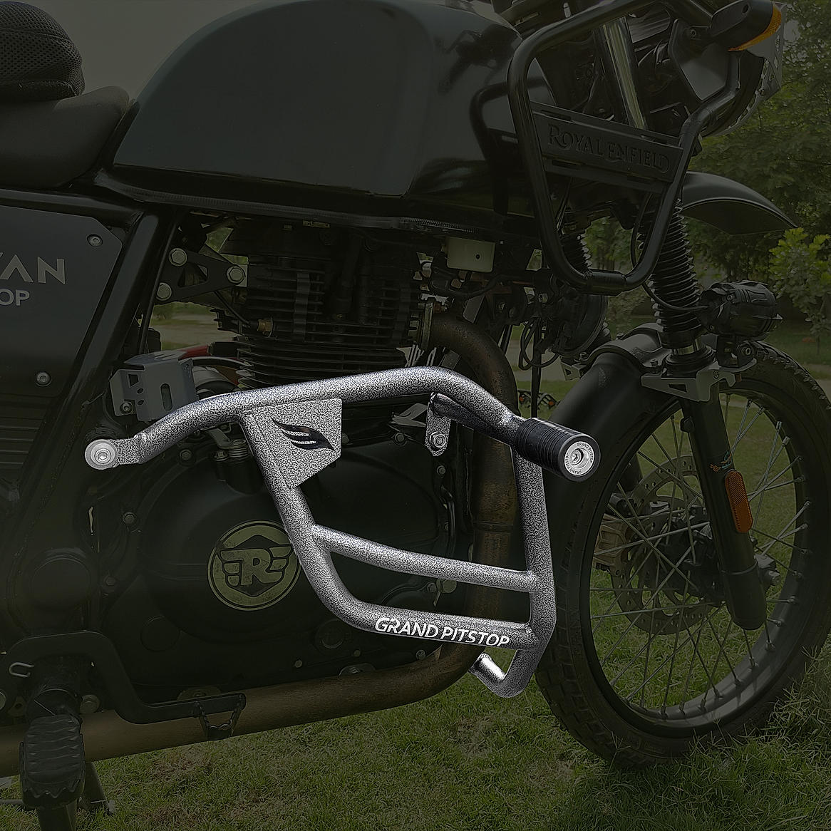 Buy Crash Guard with Slider For Royal Enfield Himalayan Antique Silver Online at Grandpitstop CG AS RE HIM BS6 19A