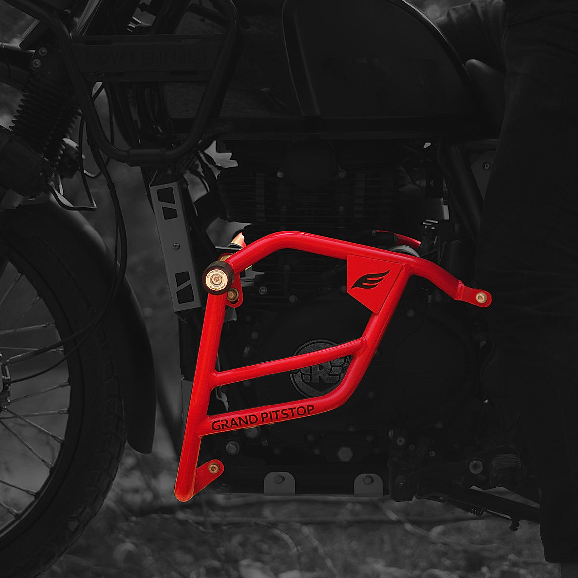 Buy Crash Guard with Slider For Royal Enfield Himalayan Red Online at Grandpitstop CG R RE HIM BS6 19A