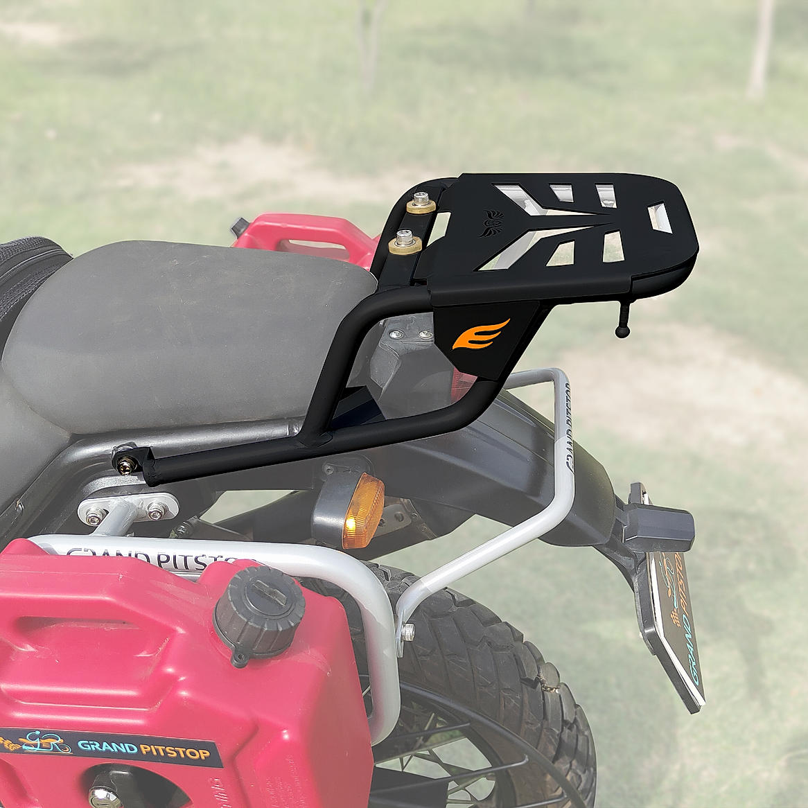 Buy Extended Top Rack Carrier with Plate compatible with Pillion Backrest For Royal Enfield Himalayan Black Online at Grandpitstop ETRP B RE HIM BS6 19A