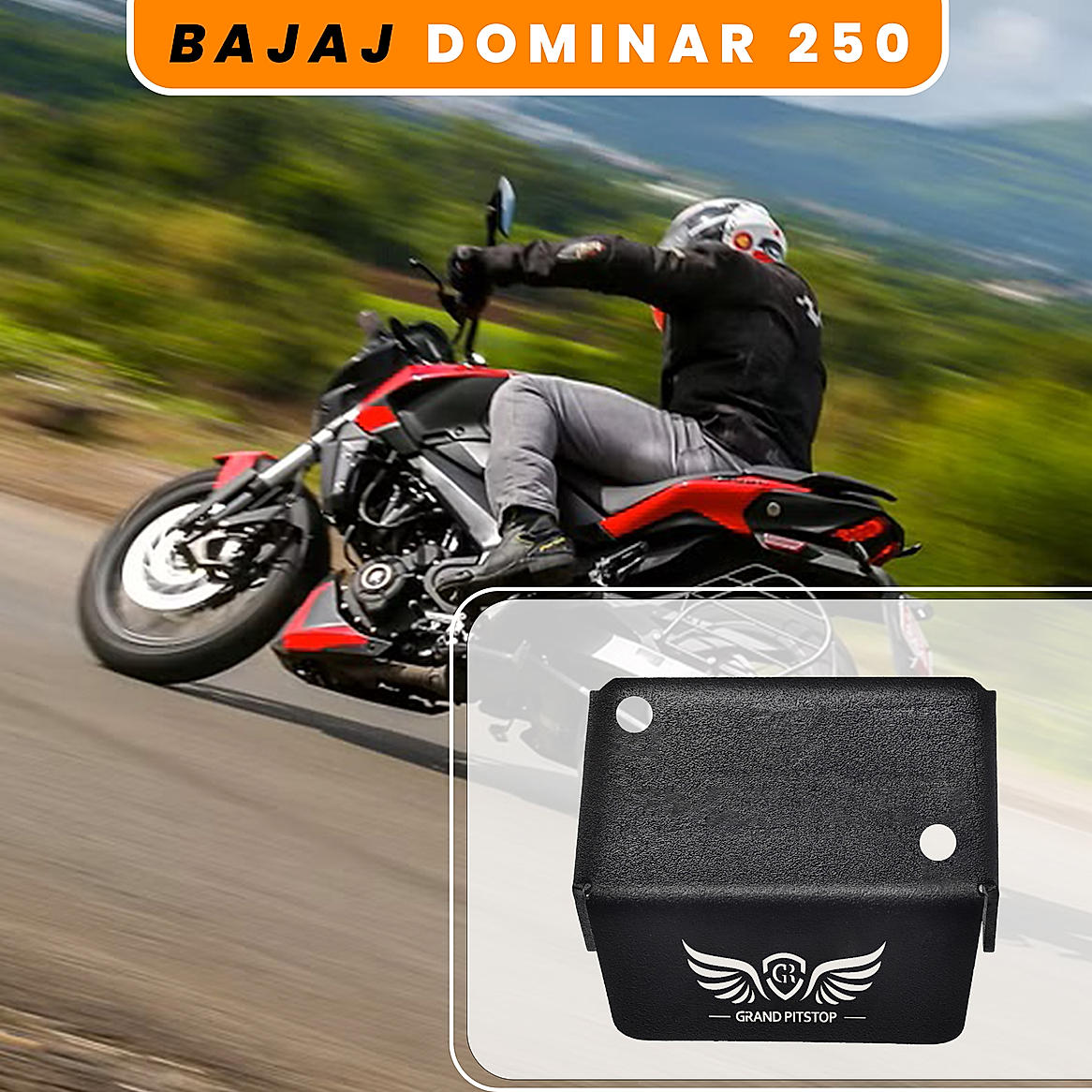 FRONT FLUID RESERVOIR COVER - Black for Bajaj - DOMINAR 250