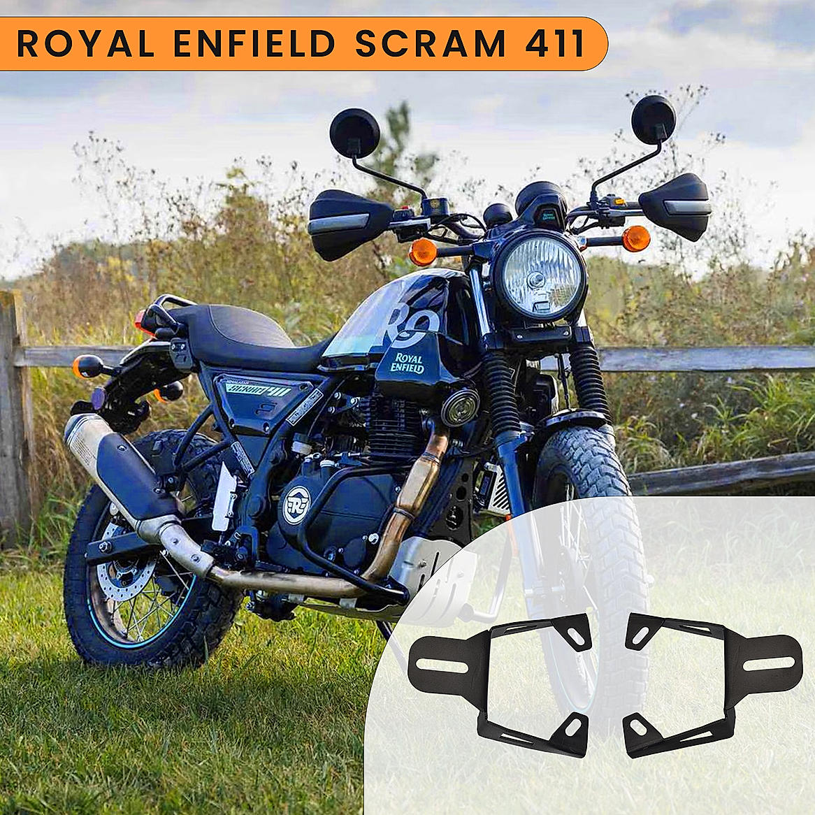 FOG LIGHT MOUNT - Black for Royal Enfield - SCRAM 411