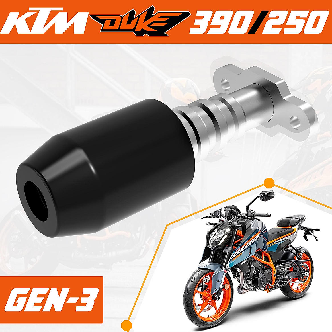 Frame Slider for KTM DUKE 390/250 Gen 3 - Black/Silver