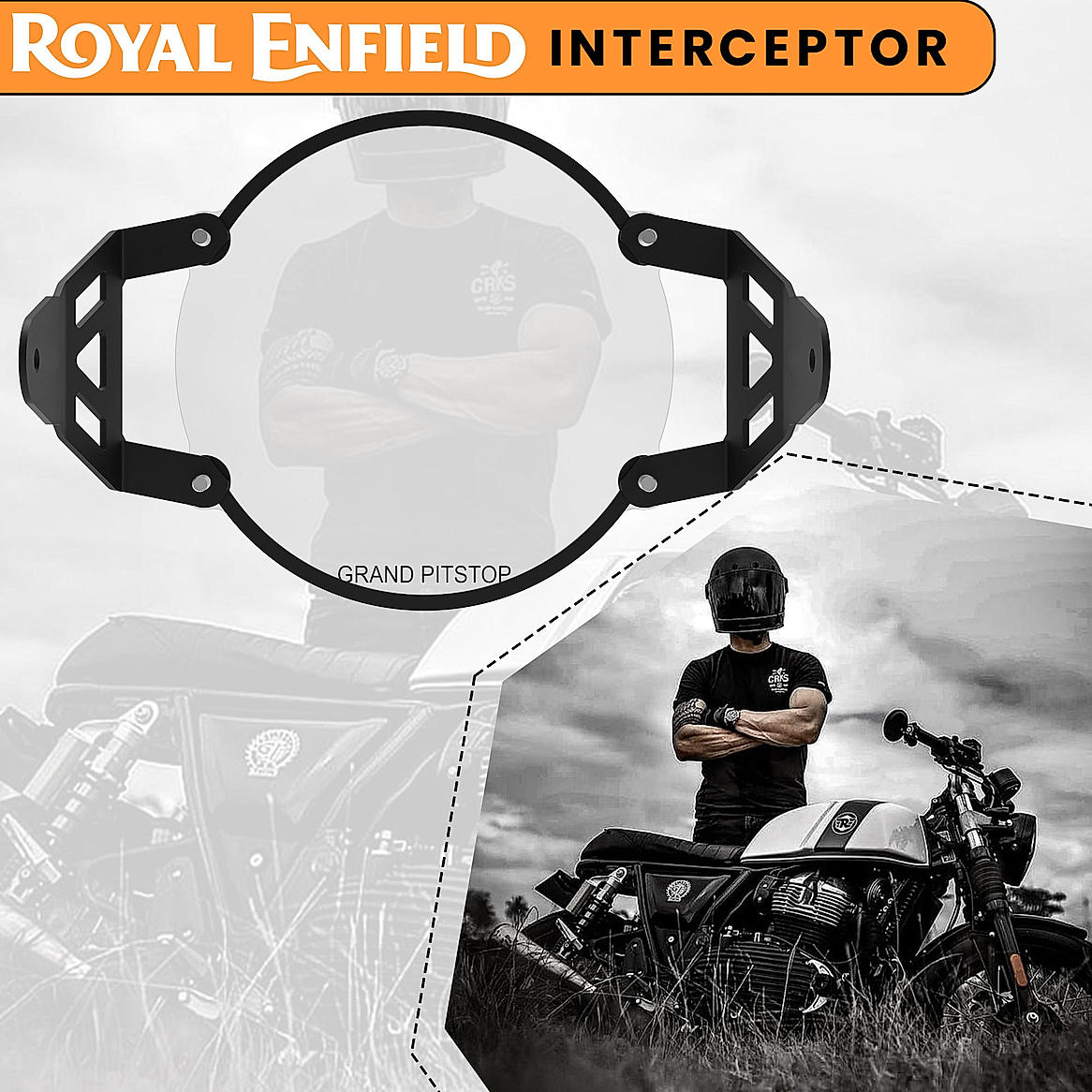 HEADLIGHT GUARD - Black for Royal Enfield - INTERCEPTOR