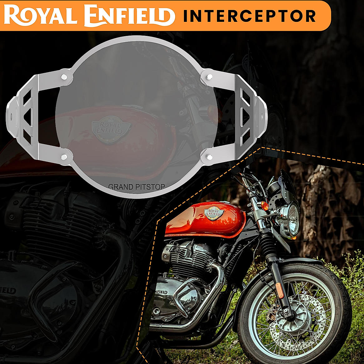 HEADLIGHT GUARD - Silver for Royal Enfield - INTERCEPTOR
