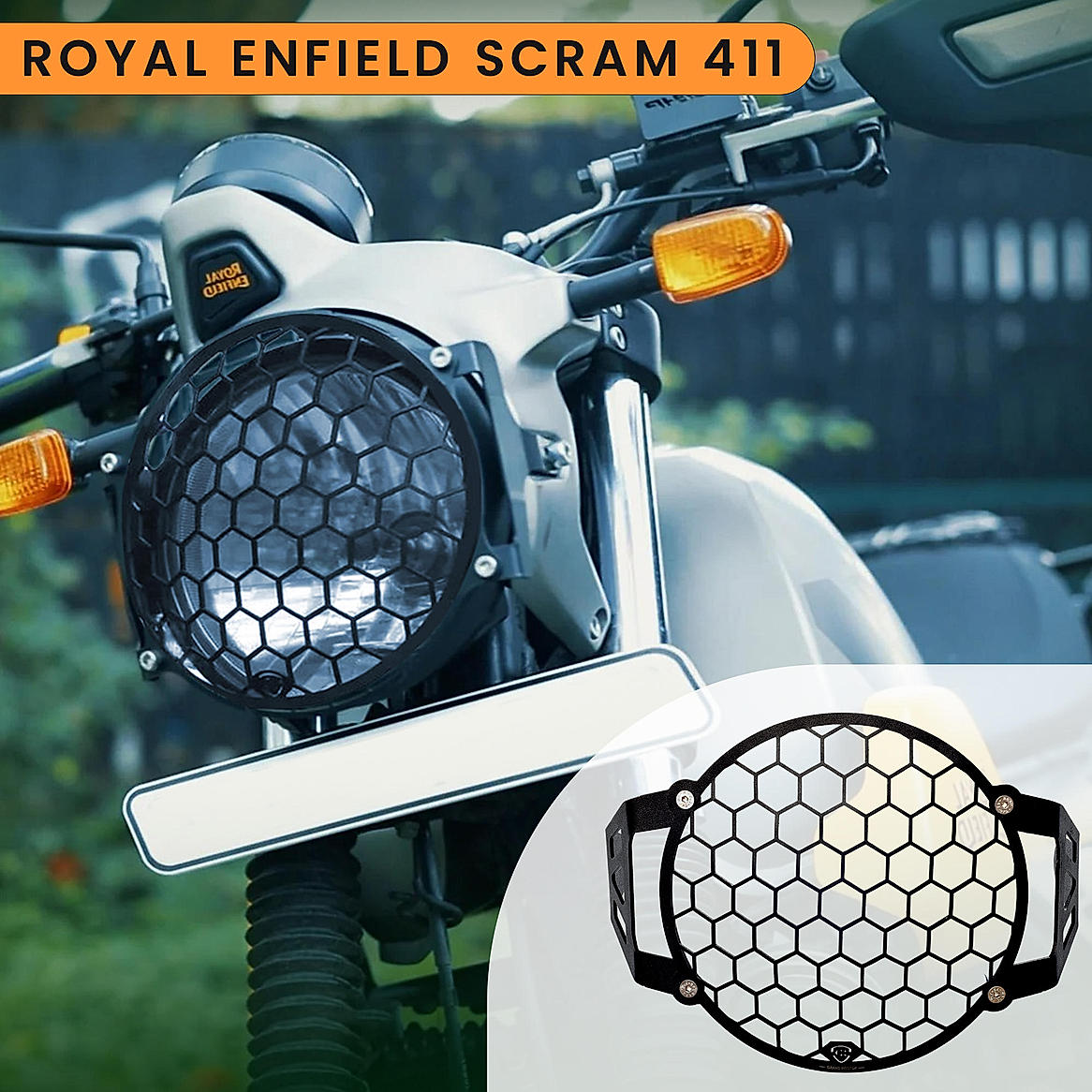 HEADLIGHT GRILL - Black for Royal Enfield - SCRAM 411
