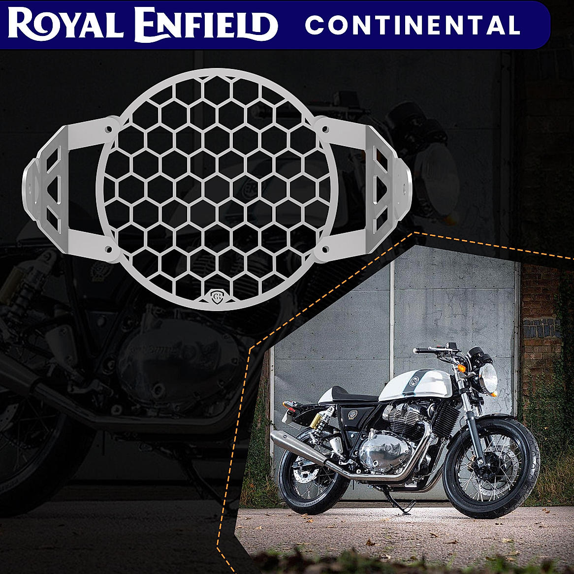 HEADLIGHT GRILL - Silver for Royal Enfield - CONTINENTAL GT
