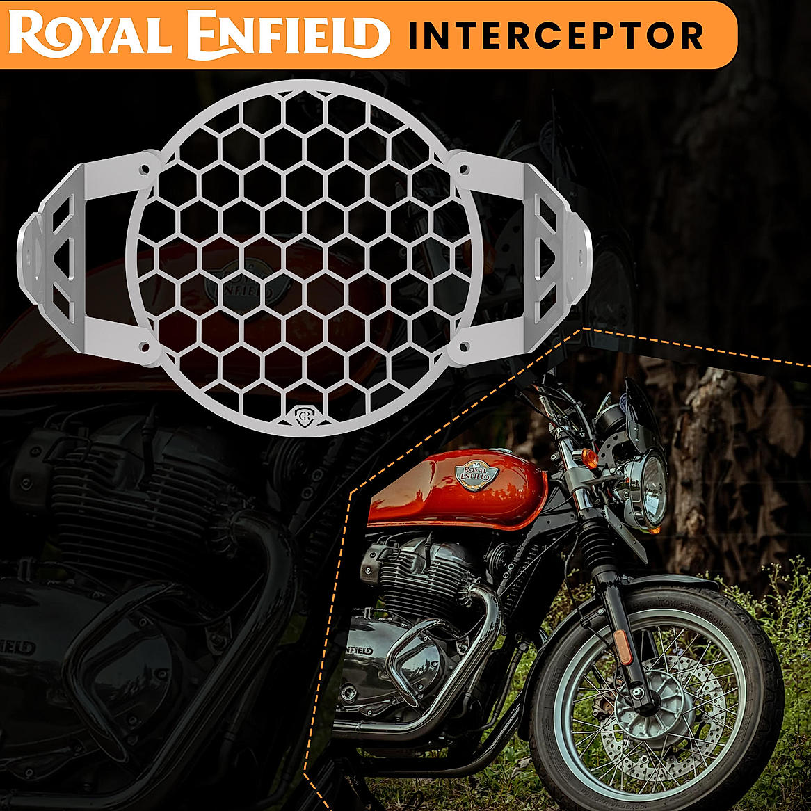 HEADLIGHT GRILL - Silver for Royal Enfield - INTERCEPTOR