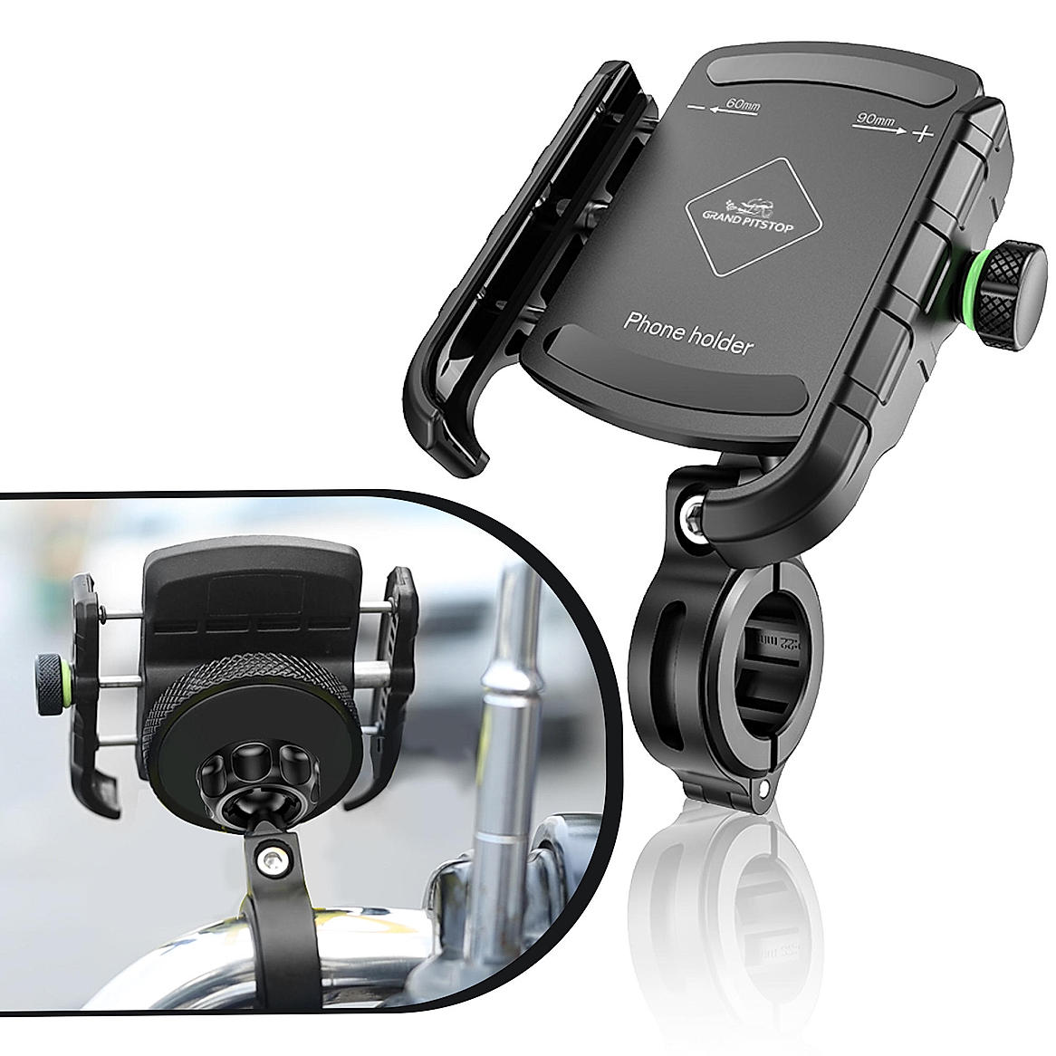 Jaw Grip Aluminium Mobile Holder with Vibration Controller (Dampener) - Black