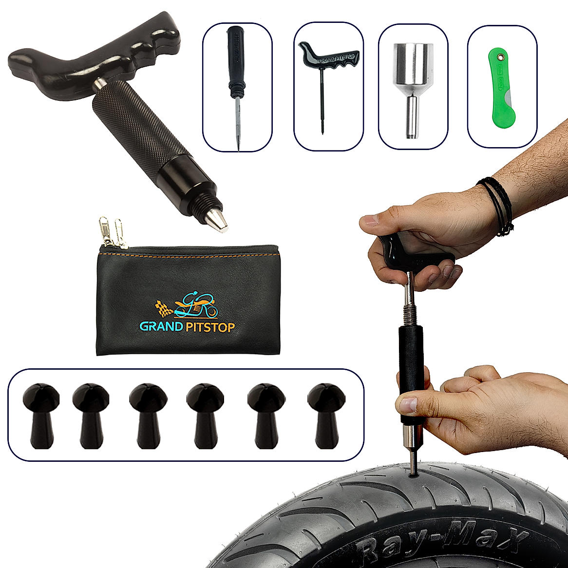 Tubeless Tyre Puncture Kit Bike Tyres Puncture Kit GrandPitstop