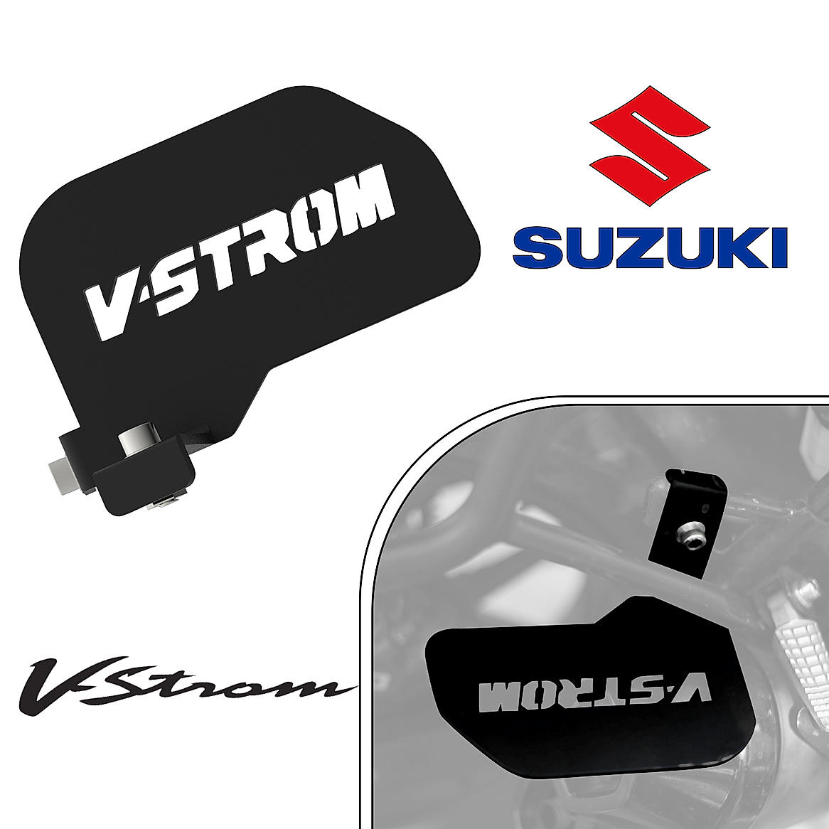 PILLION RIDER FOOTREST (Left) - Black for SUZUKI - V Strom