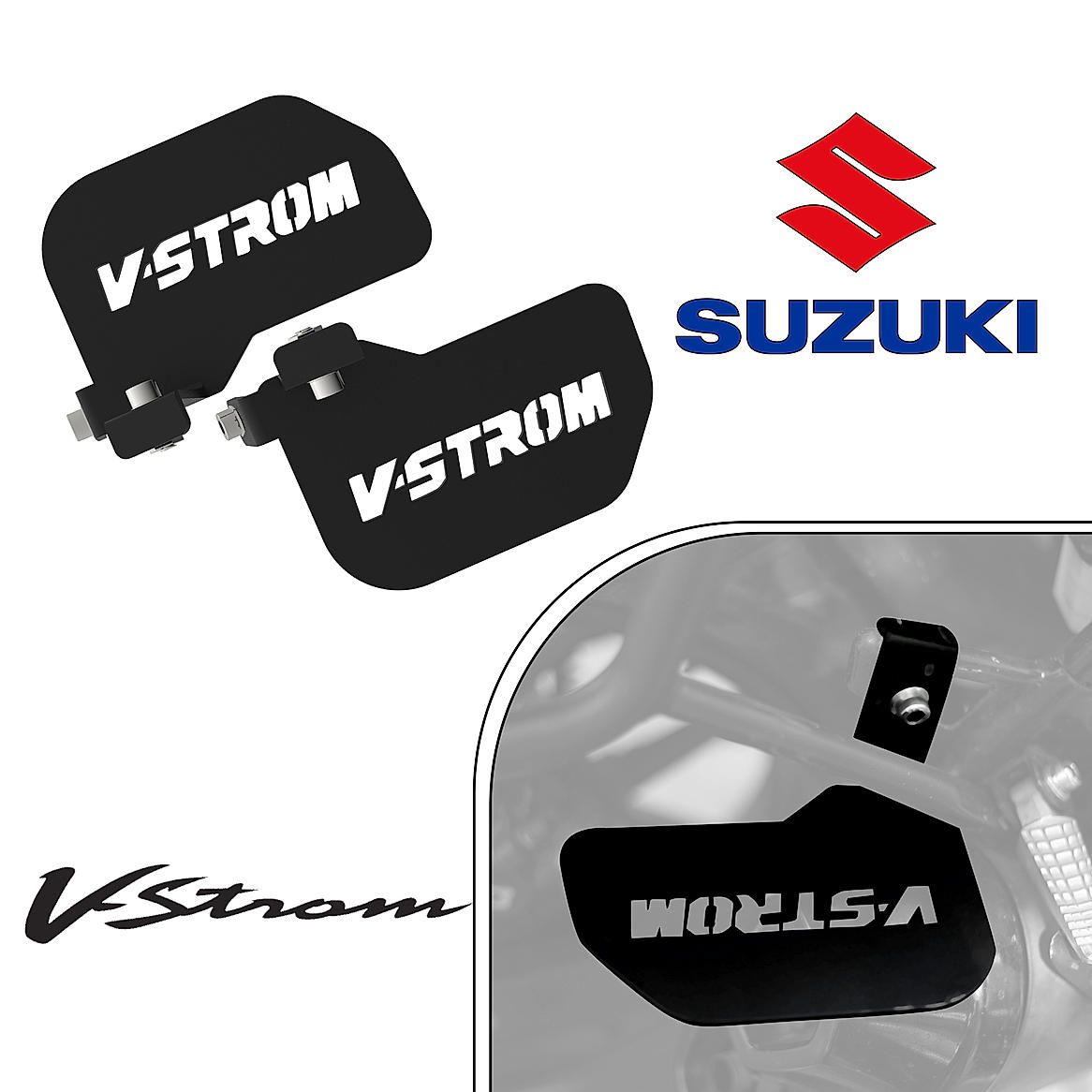 PILLION RIDER FOOTREST (PAIR) - Black for SUZUKI - V Strom