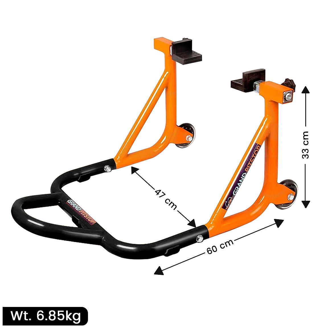 Dismantable Rear Paddock Stand with Skate Wheels Black Green Bike Wt upto 450 kgs