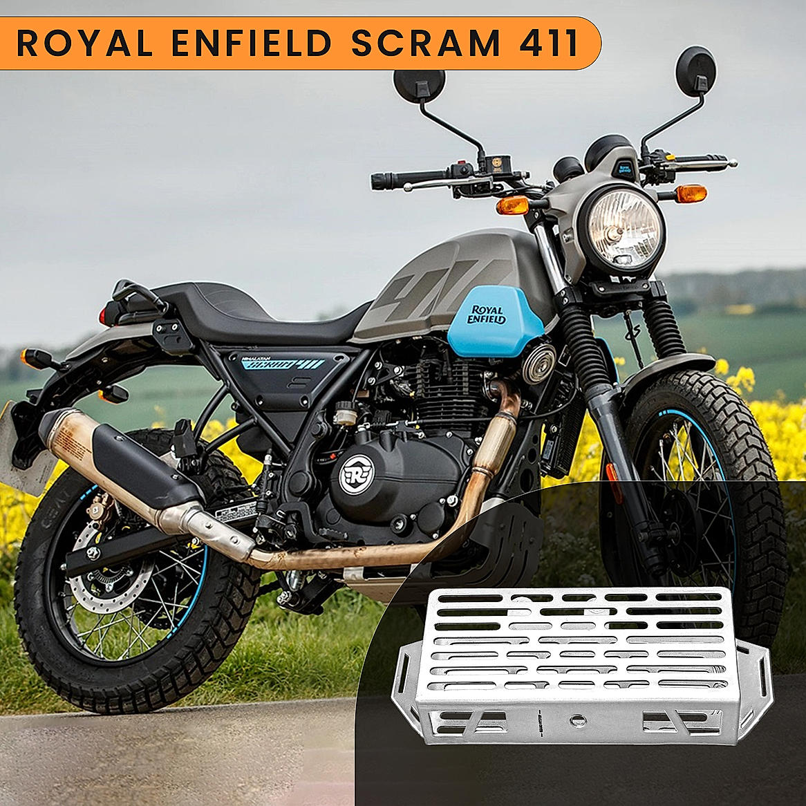 RADIATOR GUARD - Silver for Royal Enfield - SCRAM 411