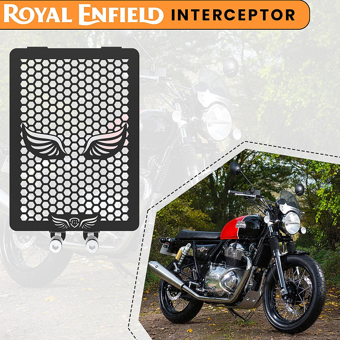 RADIATOR GRILL - Black for Royal Enfield - INTERCEPTOR