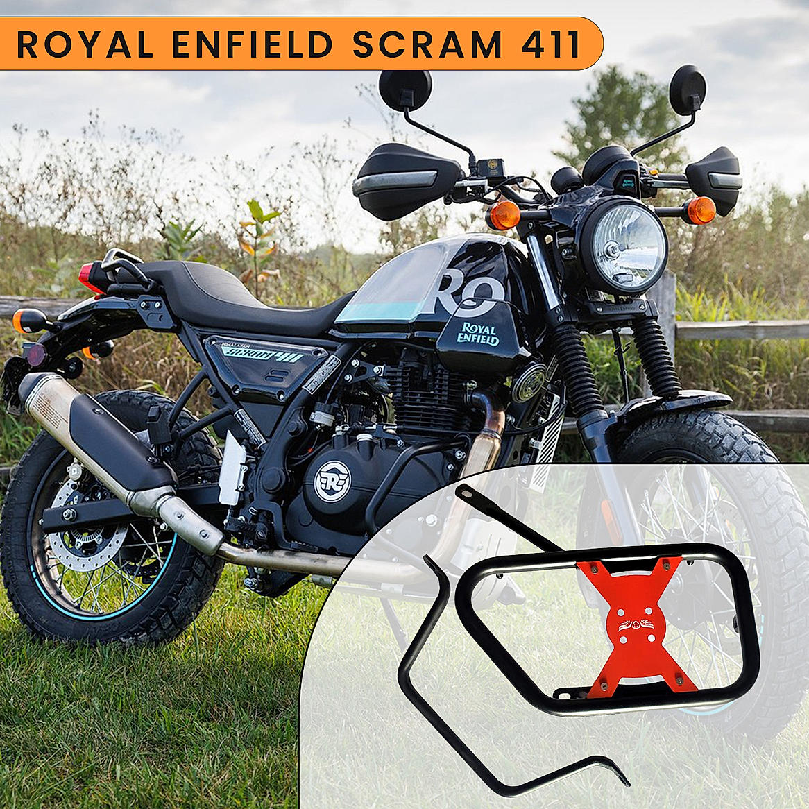 SADDLE STAY (PAIR) - Black/Red for Royal Enfield - SCRAM 411