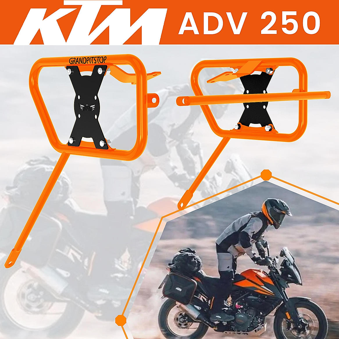 SADDLE STAY (PAIR) - Orange/Black for KTM - ADV 250