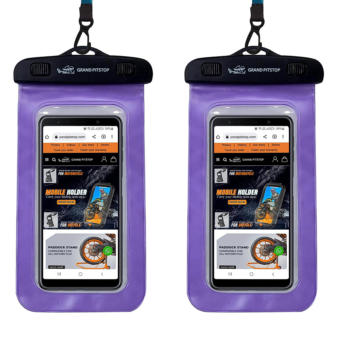 Universal Waterproof Mobile Pouch (Pack of 2) - iPhone, Samsung, Pixel, Mi, Oneplus, Realme up to 7.0 inch - Purple