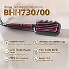 Hair Straightening Brush-with Silk Protect Technology I Naturally Straight hair in 5 Mins I  BHH730/00