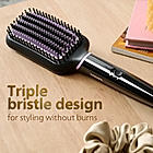 Hair Straightener Brush- | Everyday Styling with Kerashine Care in 5 mins , ThermoProtect Technology I Natural Straight, Shiny and Frizz Free Hair , Triple Bristle Design BHH880/10