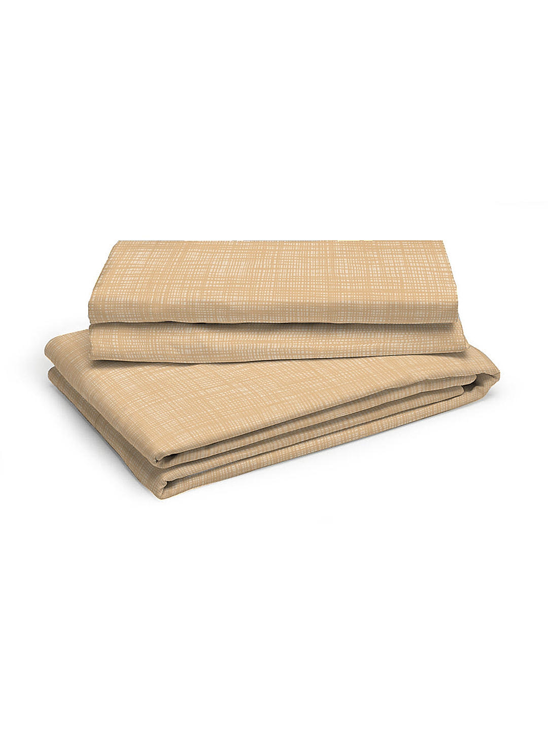 Guaze Cotton Fine Beige Colored Checkered Print King Bed Sheet Set