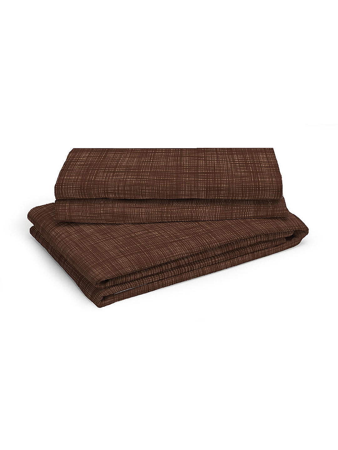 Guaze Cotton Fine Brown Colored Checkered Print King Bed Sheet Set