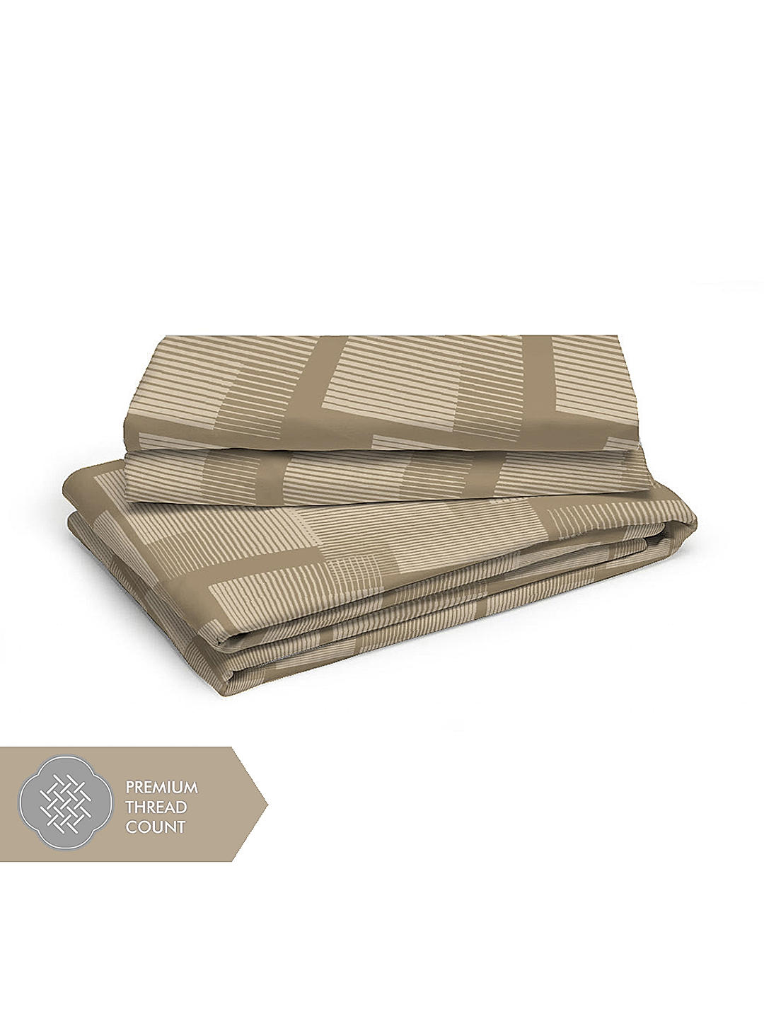Geo Tangle 212 TC 100% cotton Super Fine Brown Colored Geometric Print King Bed Sheet Set