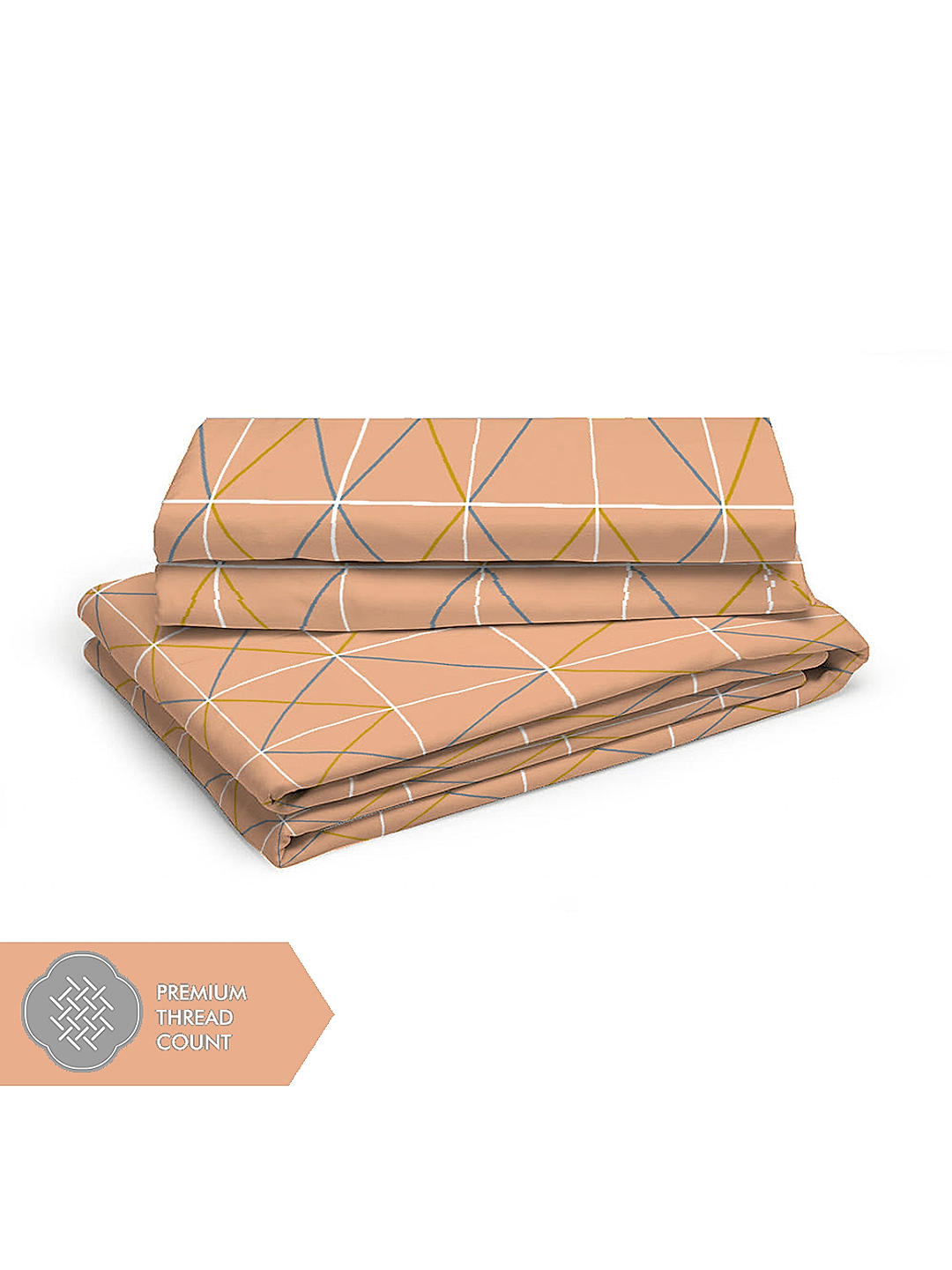 Geo Tangle 212 TC 100% cotton Super Fine Orange Colored Geometric Print Double Bed Sheet Set