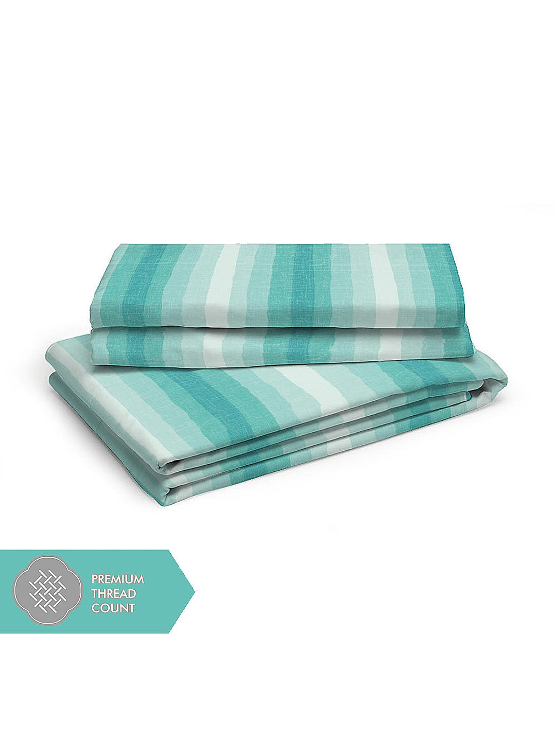 Geo Tangle 212 TC 100% cotton Super Fine Sea Blue Colored Ombre Dyed Print Double Bed Sheet Set