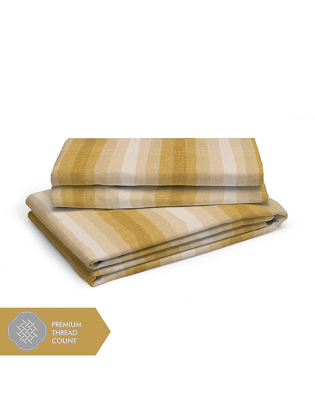 Geo Tangle 212 TC 100% cotton Super Fine Mustard Colored Ombre Dyed Print Double Bed Sheet Set