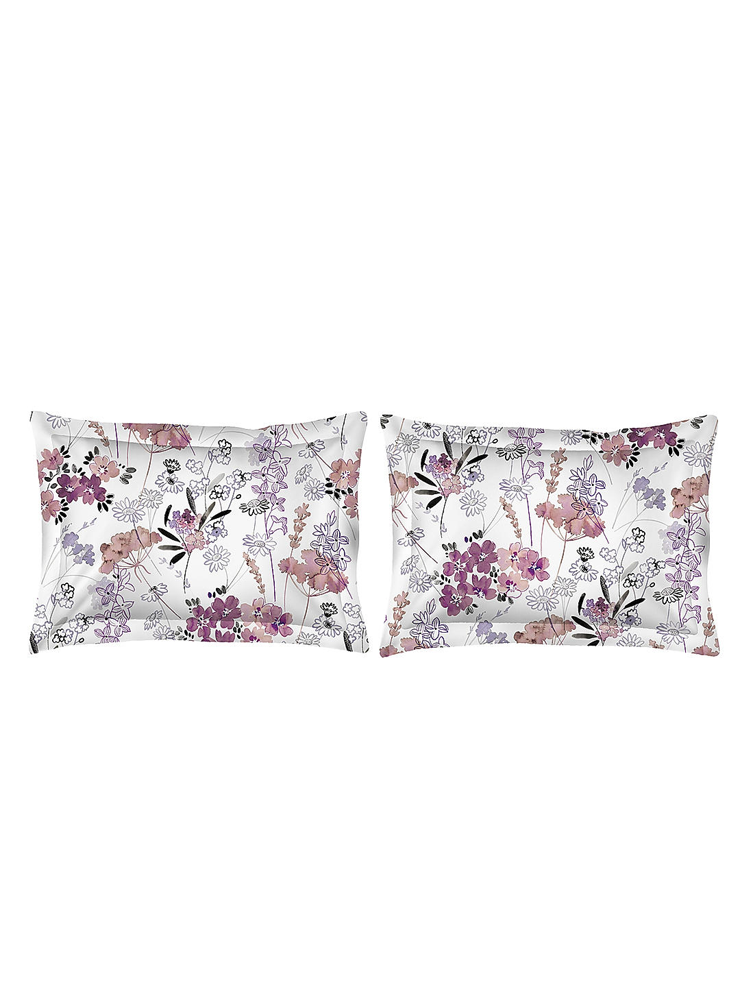 Angelite 270 TC 100% cotton Super Fine White/Purple Colored Floral Print King Bed Sheet Set
