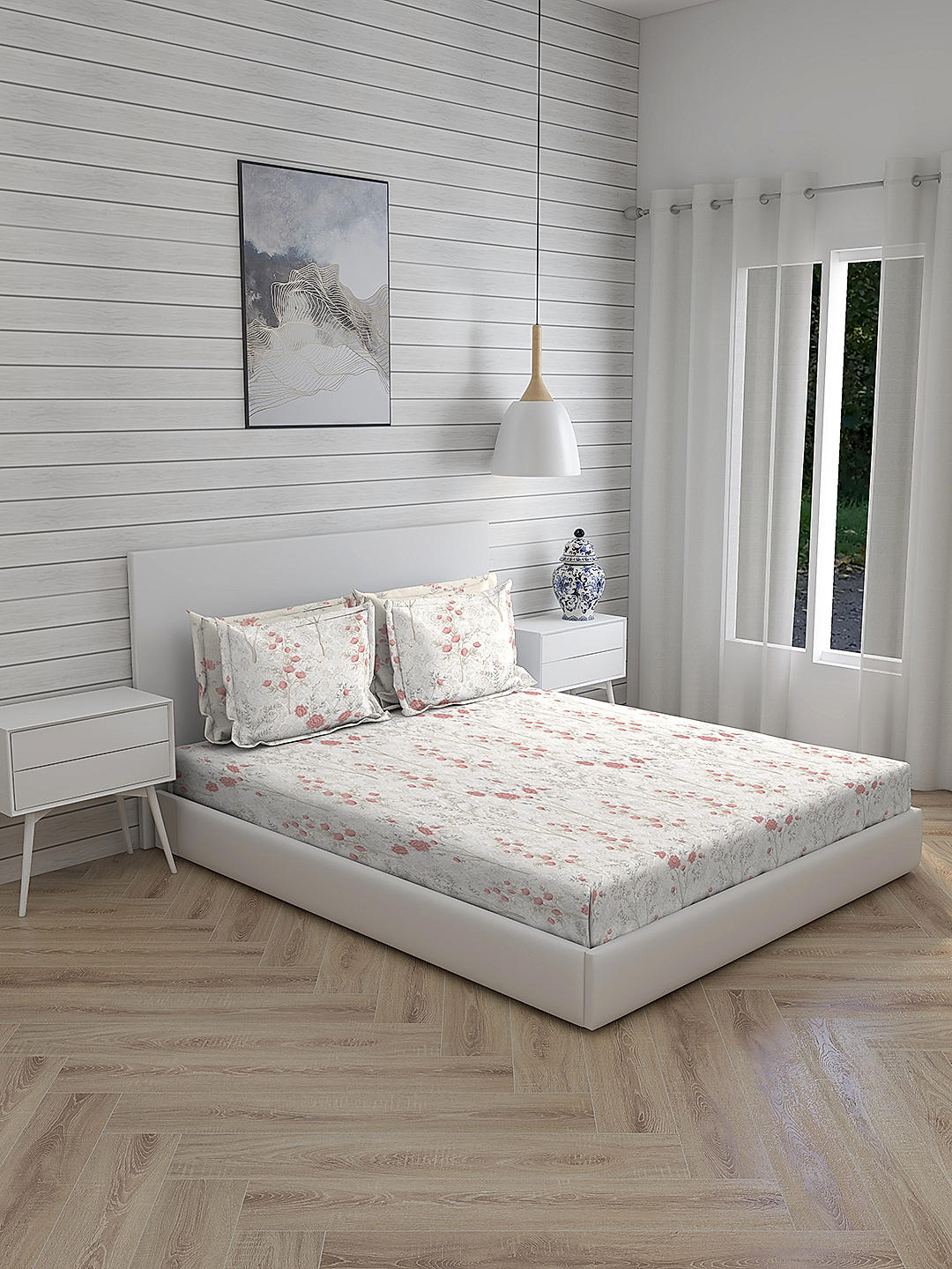 Urbantropic 600 TC 100% cotton Ultra Luxurious Multi Colored Floral Print Super King Bed Sheet Set