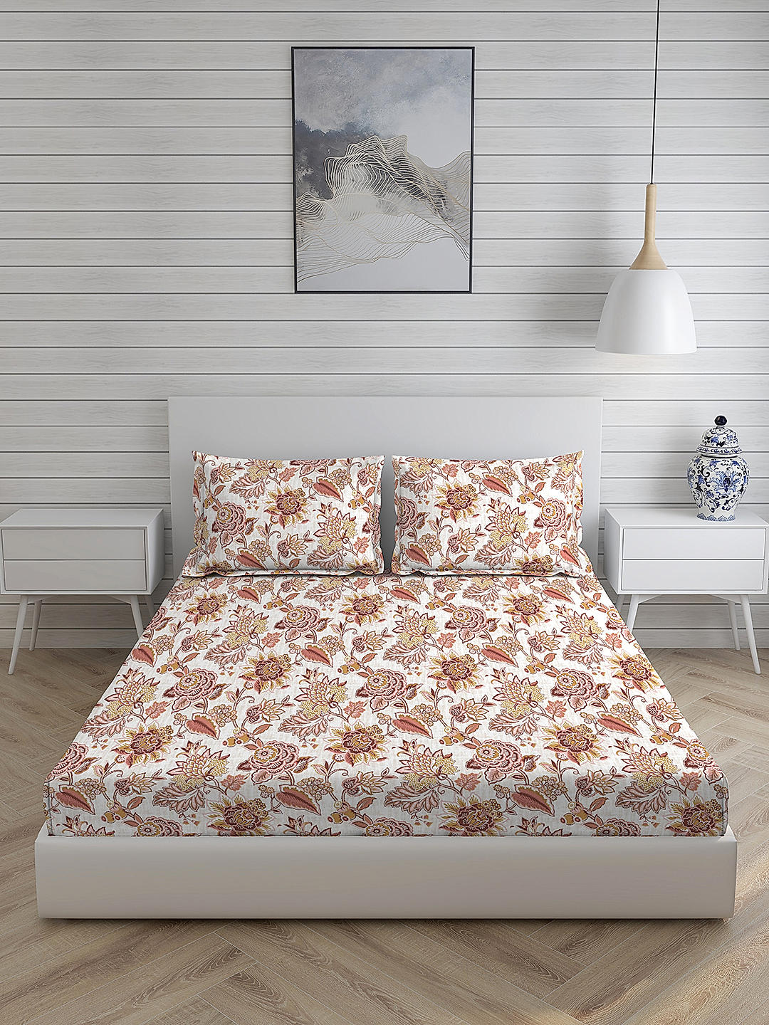 Cool Night -1 225 TC Chief Value Cotton Super Fine Red Colored Floral Print King Bed Sheet Set