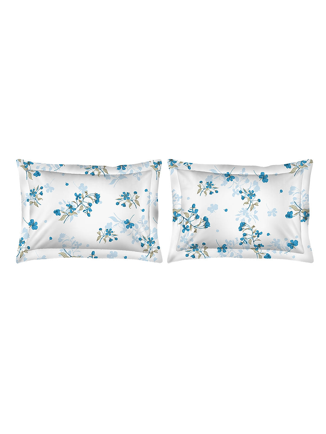 Iris Gaze-1 100% cotton Fine White/Blue Colored Floral Print King Bed Sheet Set