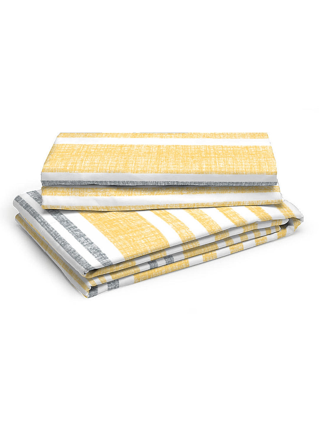 Iris Gaze-1 100% cotton Fine Yellow Colored Stripes Print King Bed Sheet Set