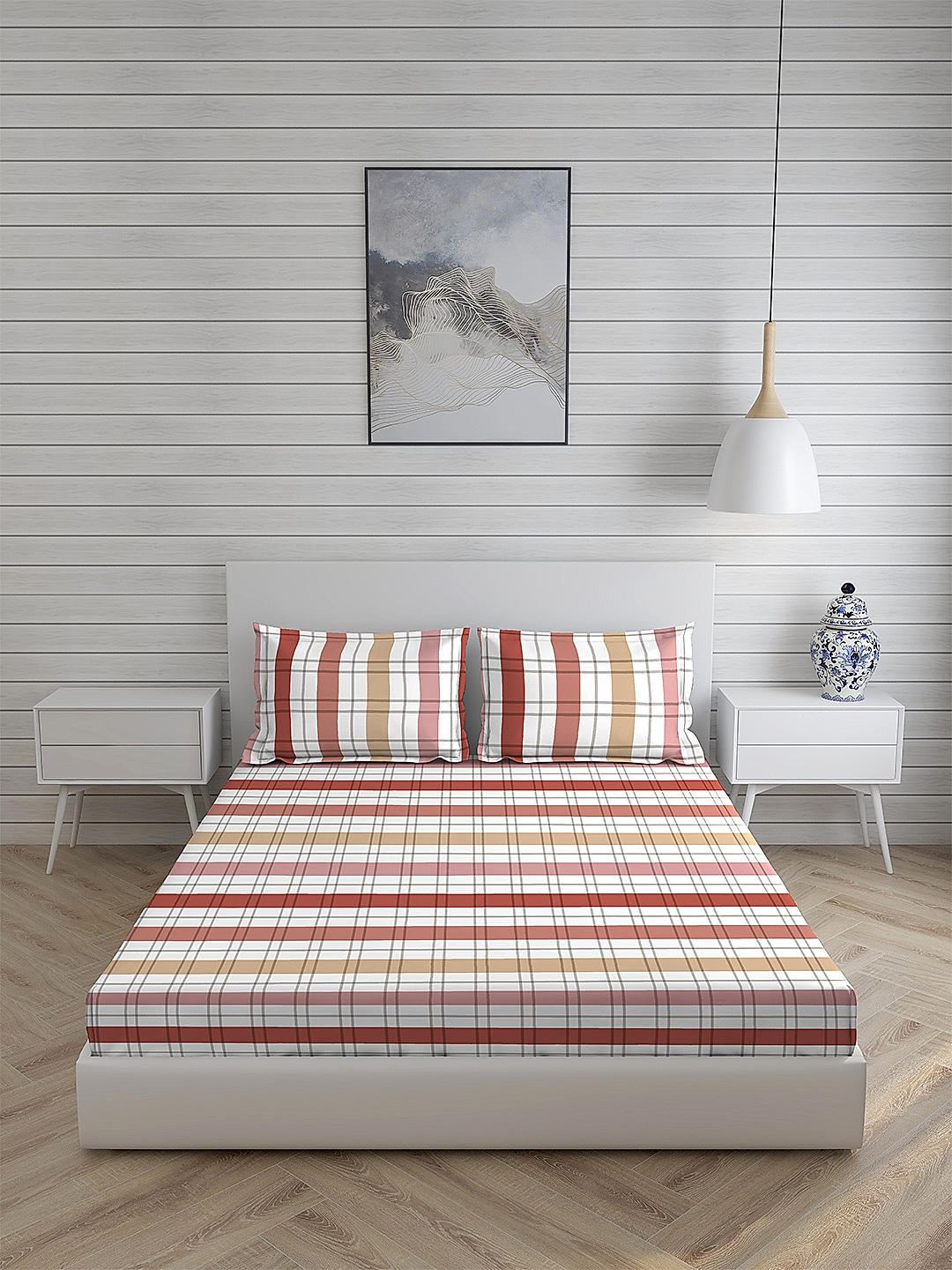 Akira 2 225 TC Chief Value Cotton Super Fine Multi Colored Checkered Print King Bed Sheet Set