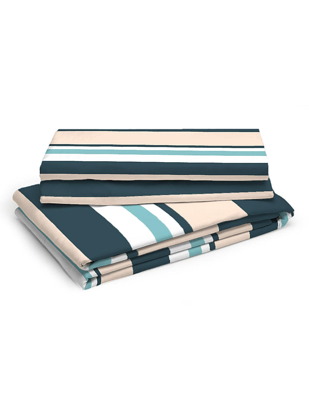 Akira 2 225 TC Chief Value Cotton Super Fine Blue Colored Stripes Print Double Bed Sheet Set
