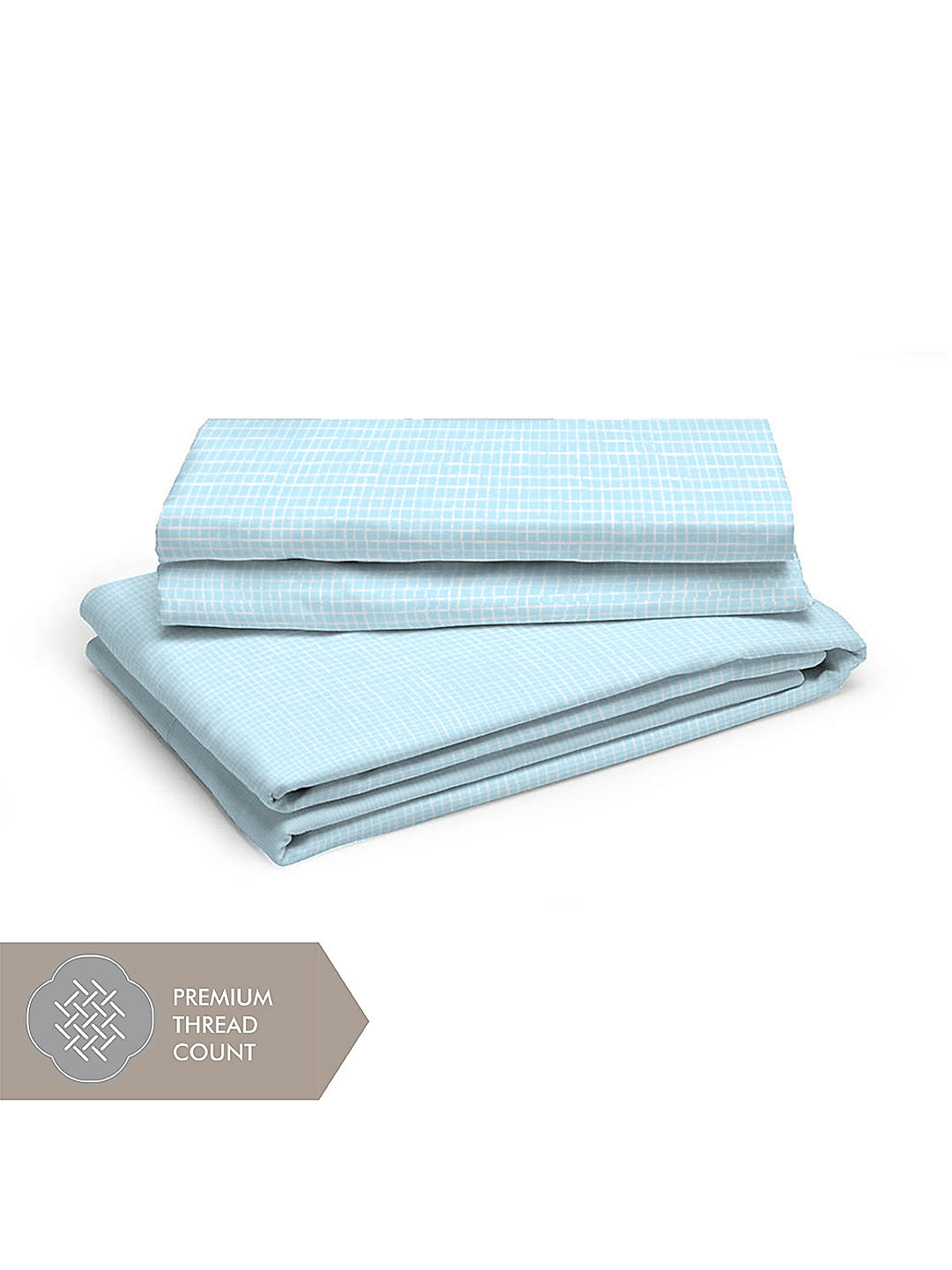 Cottage Garden-1 300 TC 100% cotton Ultra Fine Blue Colored Checkered Print Double Bed Sheet Set