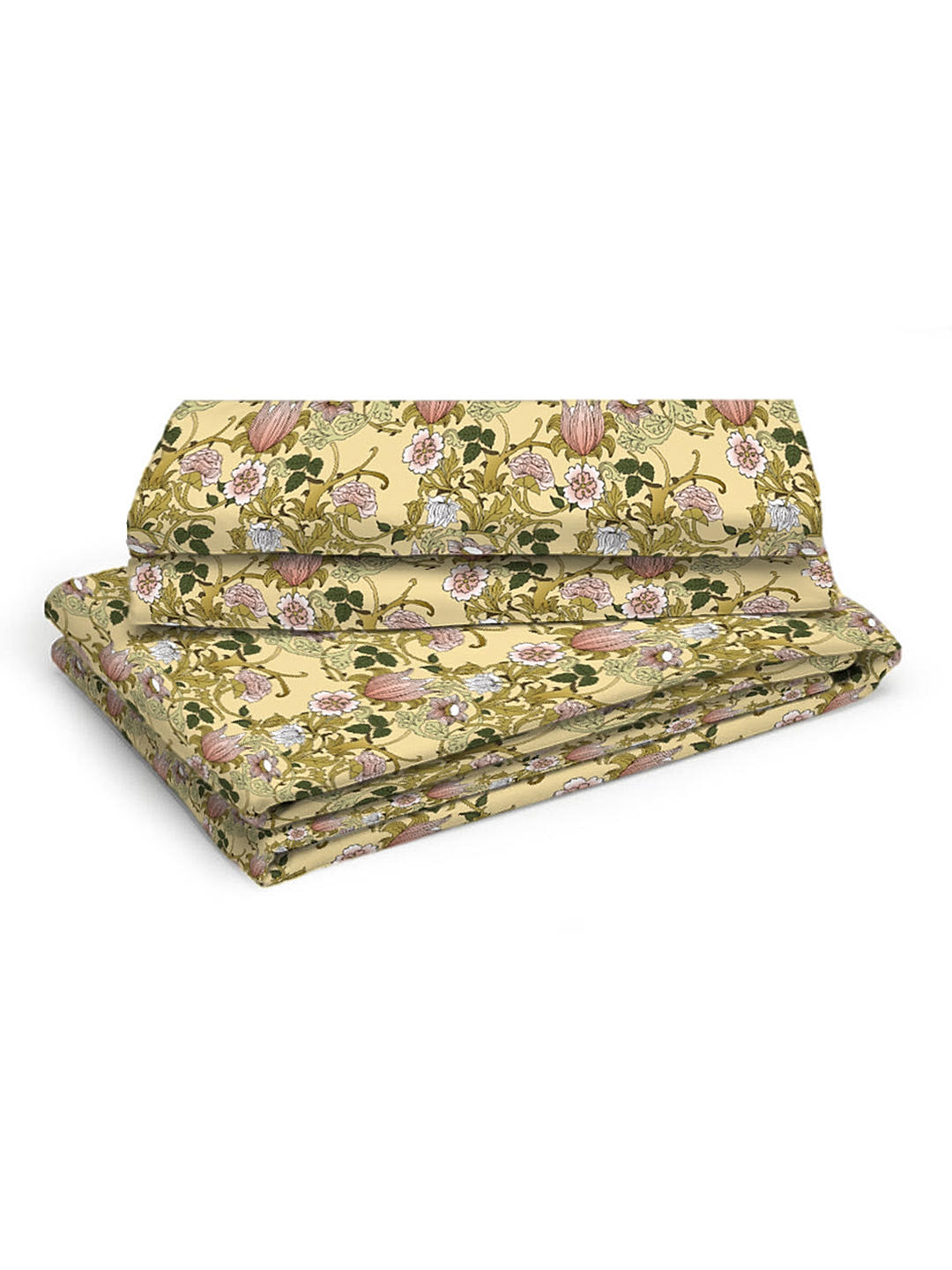 Angelite 270 TC 100% cotton Super Fine Yellow Colored Floral Print King Bed Sheet Set